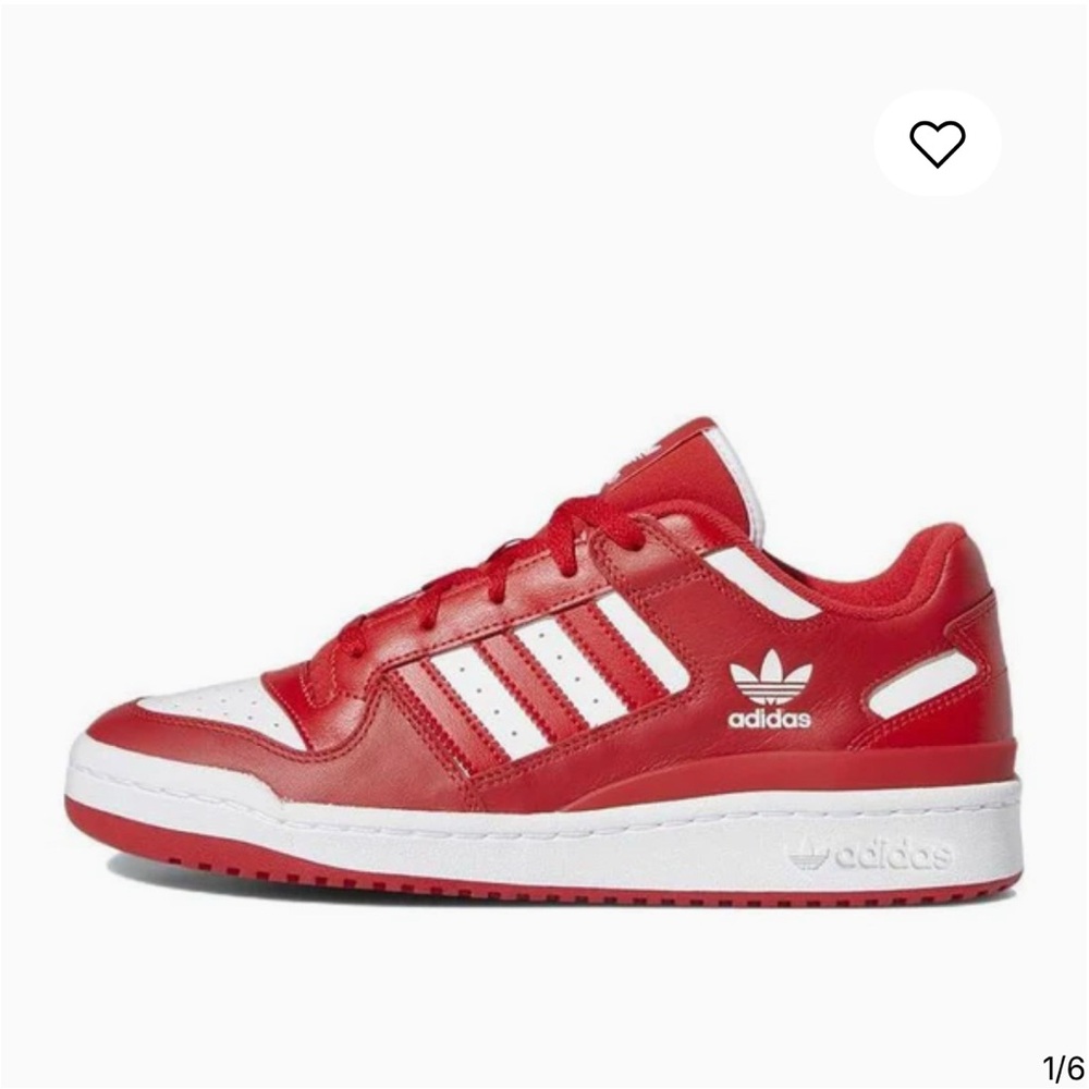 Adidas Red and White Low-Top Forum sneakers